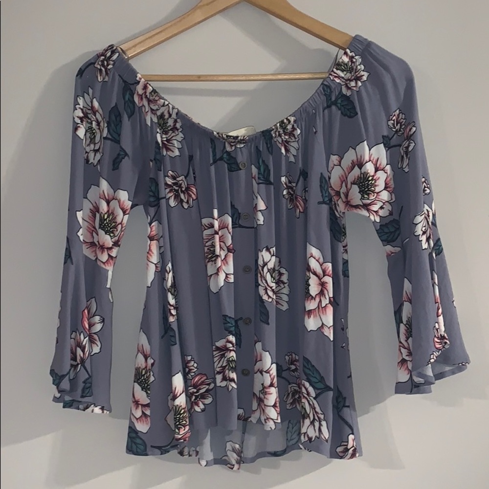 Off-the-shoulder Purple Blouse